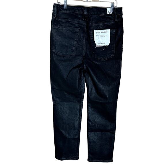 Good American 'Good Classic" Coated Skinnyish Fit Hi-Rise Black Women Size 14/32 - Picture 2 of 13